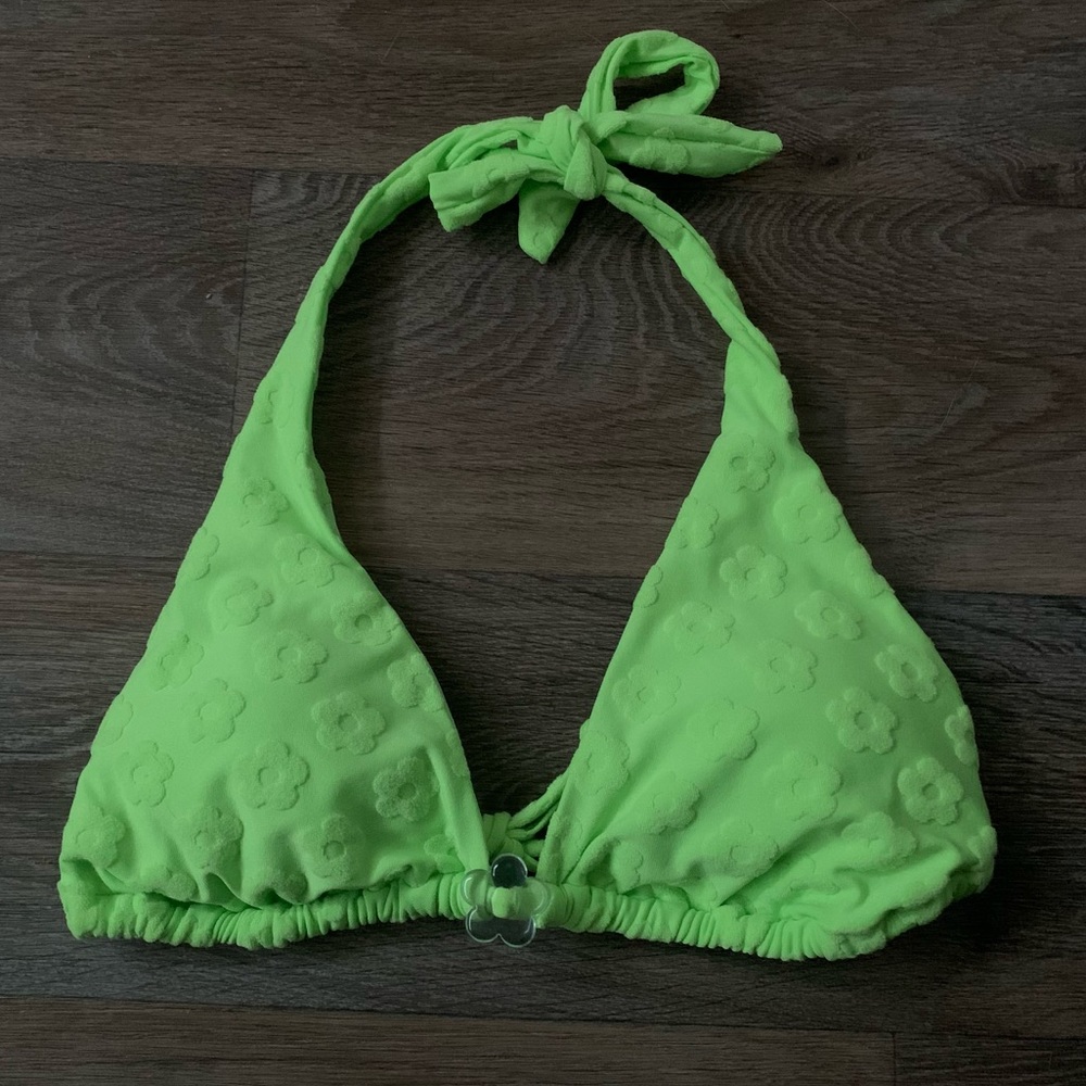 lime green triangle bikini top